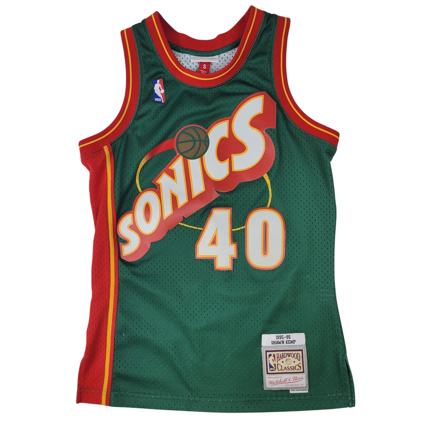 Seattle Supersonics Shawn Kemp 1996 Green Swingman Mitchell & Ness Jersey Sz S