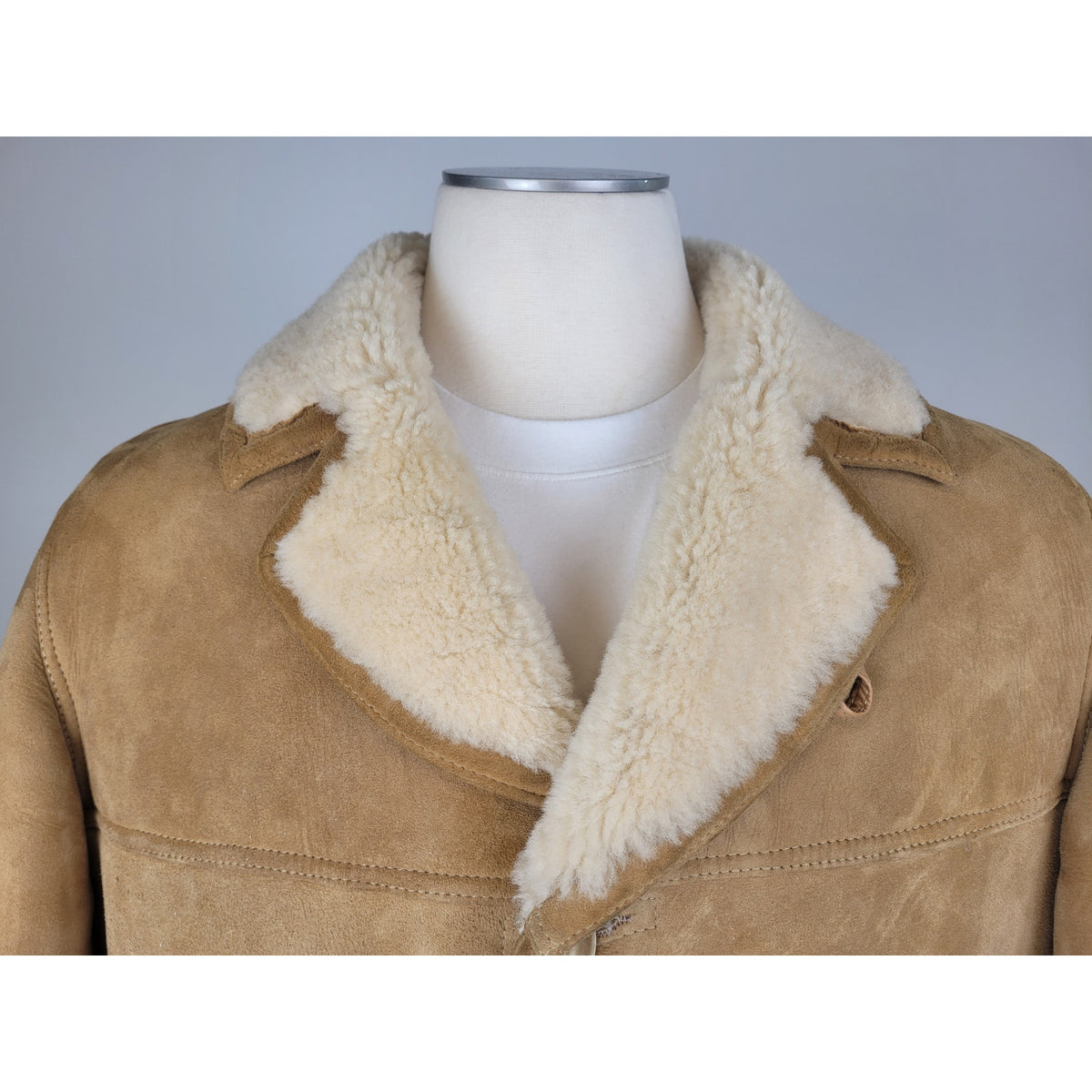 VTG 1970s Knight Tailors Ltd. Light Brown Suede Shearling Coat Men's Sz 46