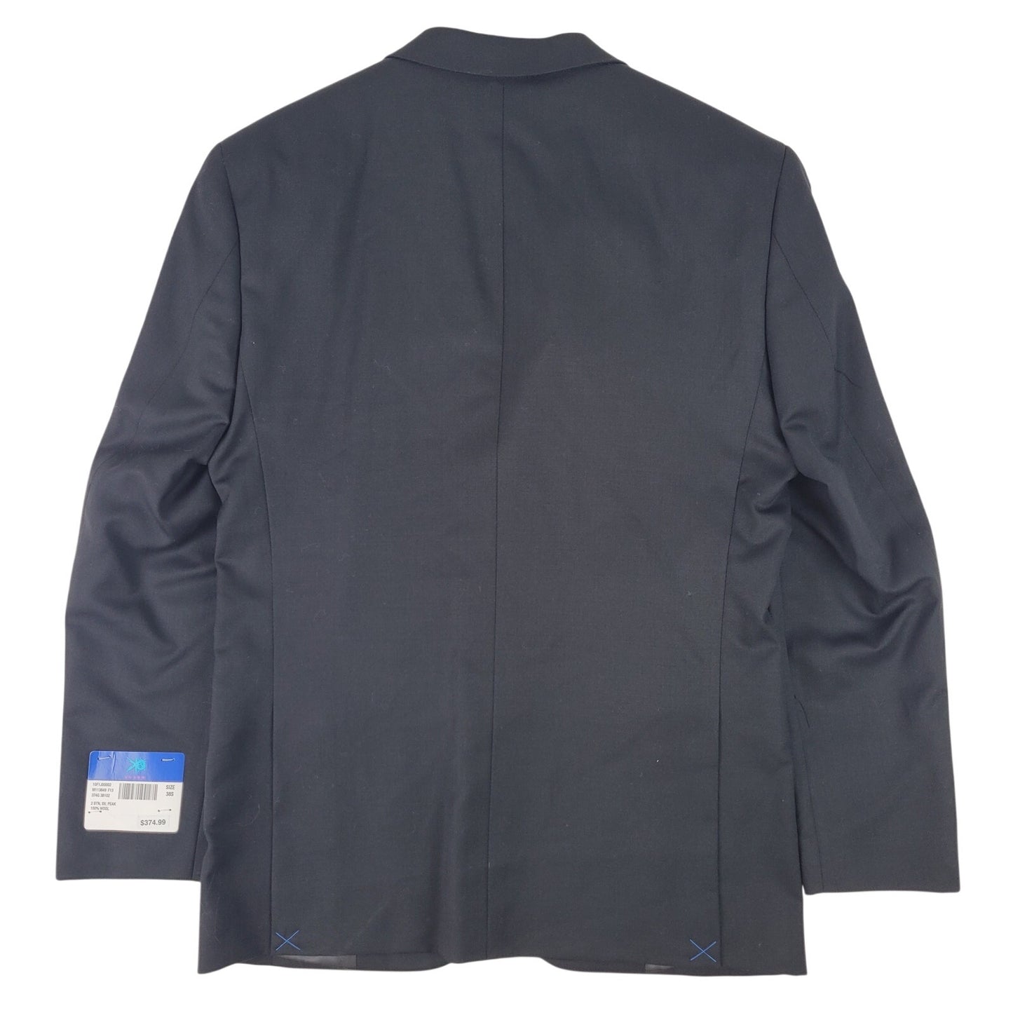 Egara 100% Wool Black Slim Cut Suit Sz 38S Jacket 31 X 28" Pant MSRP: $375 NWT