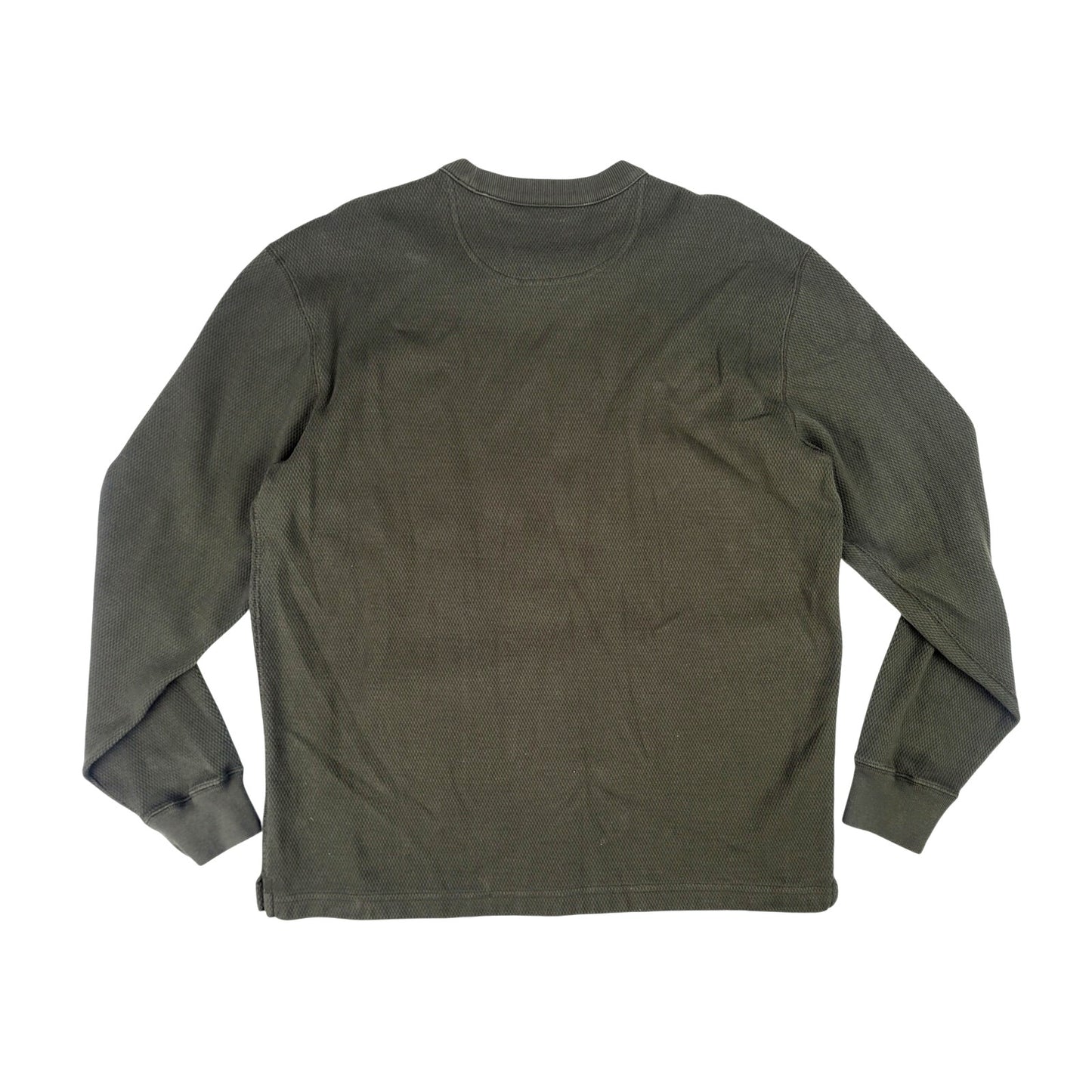 Filson Waffle Knit Thermal Crewneck Shirt Heavy Cotton Olive Men's Sz L