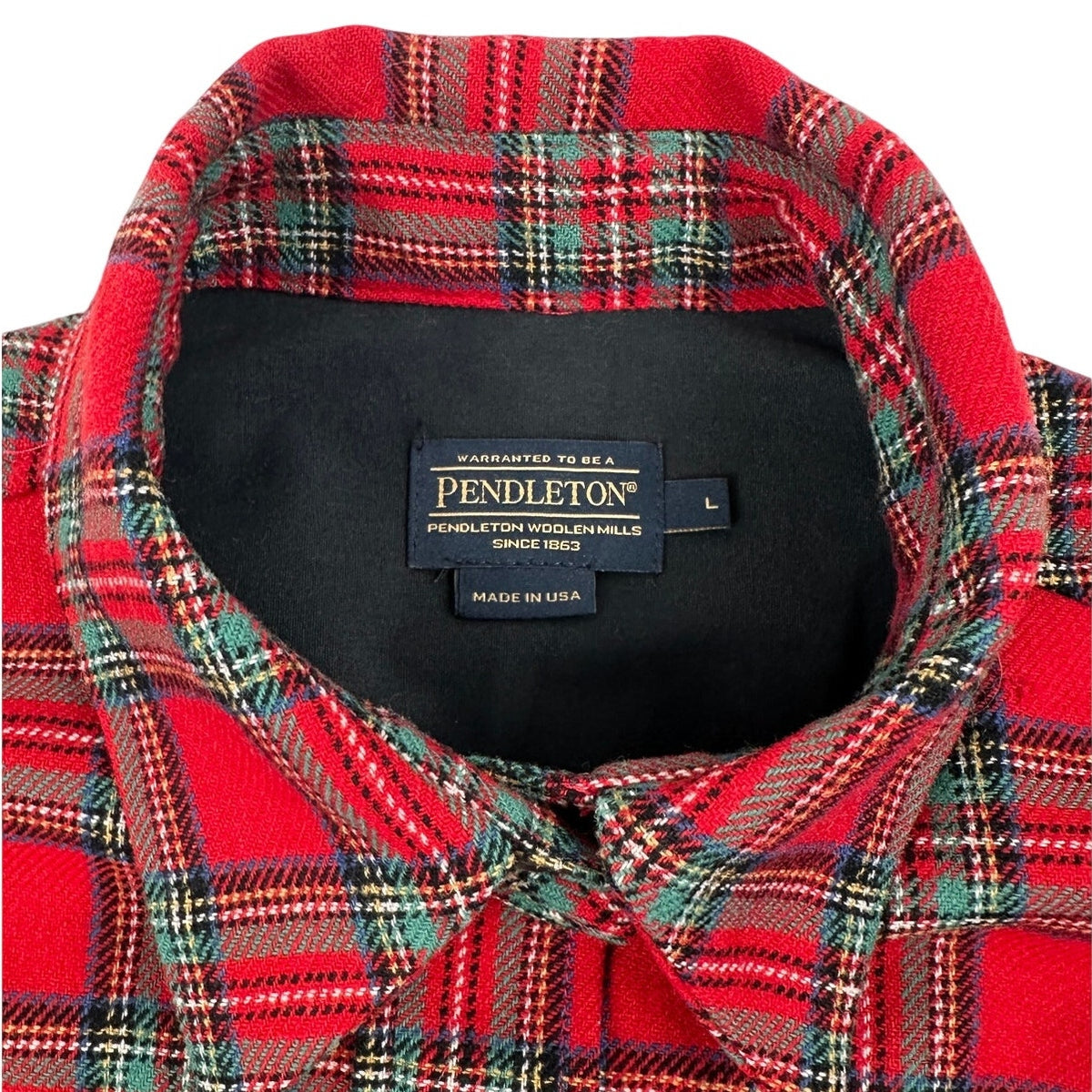 Pendleton Red Tartan Plaid 100% Virgin Wool Button Down Shirt Women's Sz L