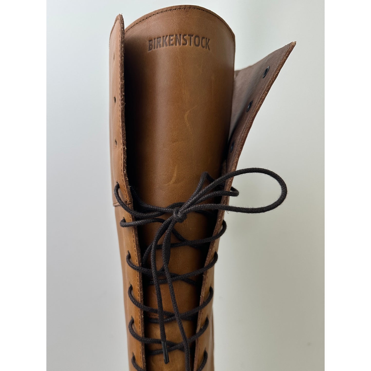 Birkenstock Longford Knee-High Cognac Leather Lace-Up Riding Boots Women's Sz 39