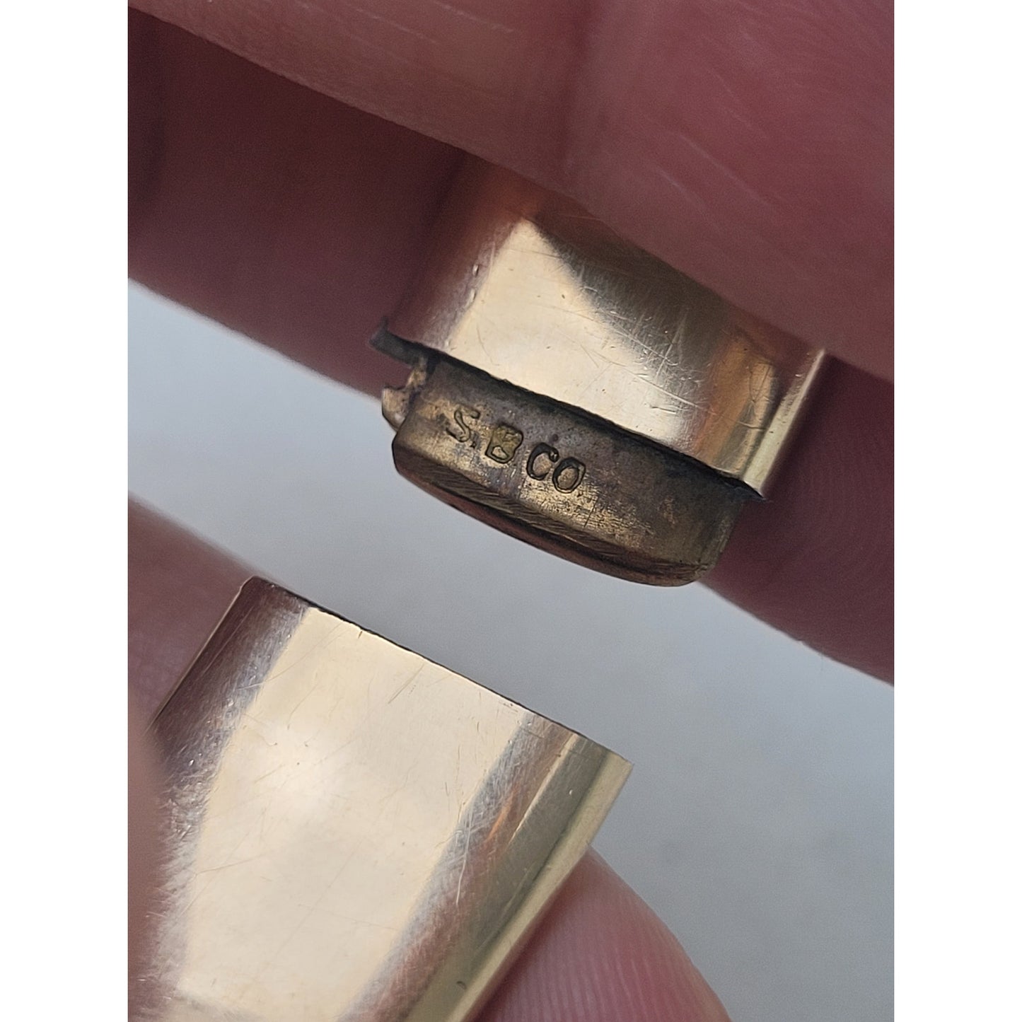 Victorian 14K Yellow GF S.B. Co. Hinged Bangle Bracelet w Floral Etching