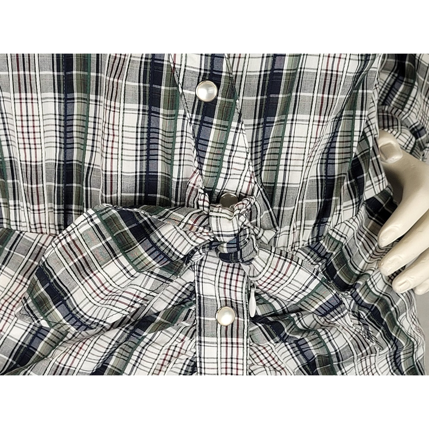 Veronica Beard Western Style Mini Dress Pearl Snap Buttons Plaid Women's Sz 6
