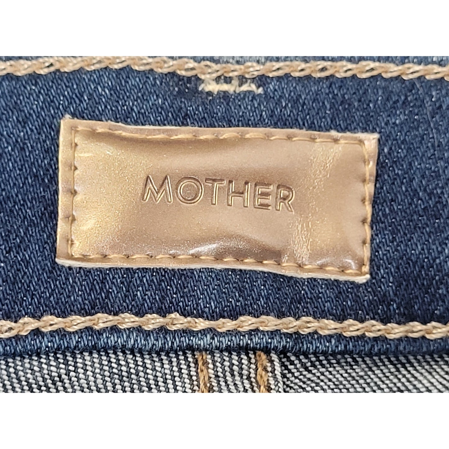 Mother The Hustler Ankle Fray Cropped Straight Leg Medium Wash Jeans Sz 28