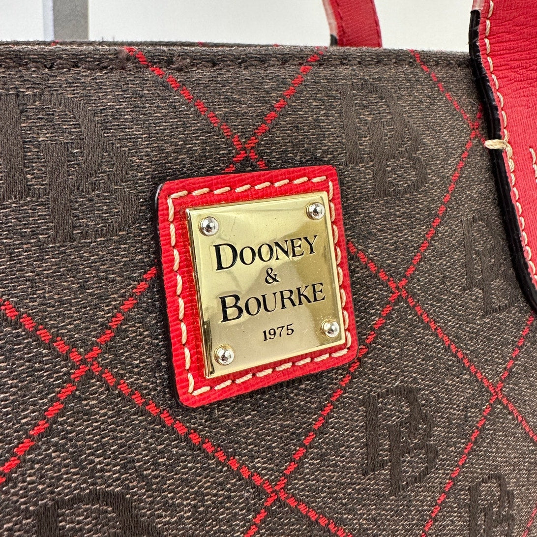 Dooney & Bourke Gretta Signature Brown / Red Monogram Coated Cotton Purse