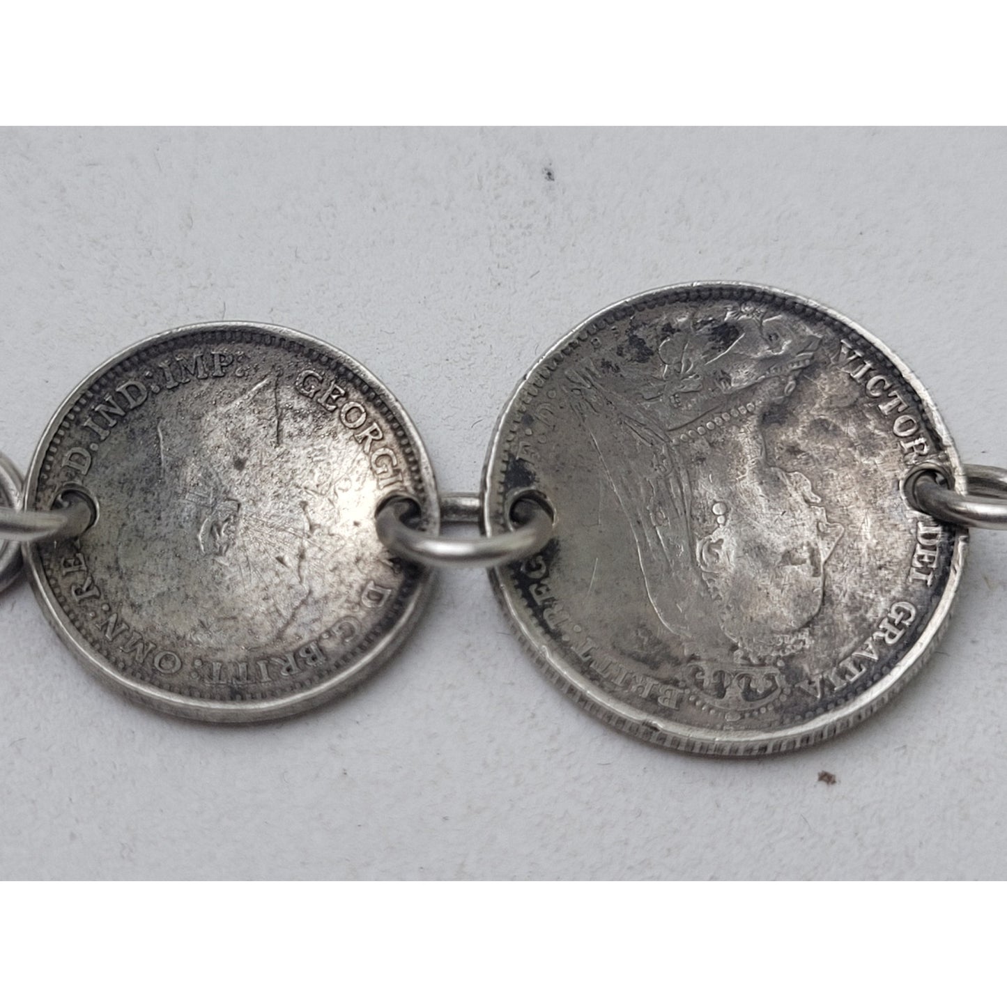 VTG 1940s Sterling Silver Coin Bracelet | Great Britain & USA | 31.19 Grams