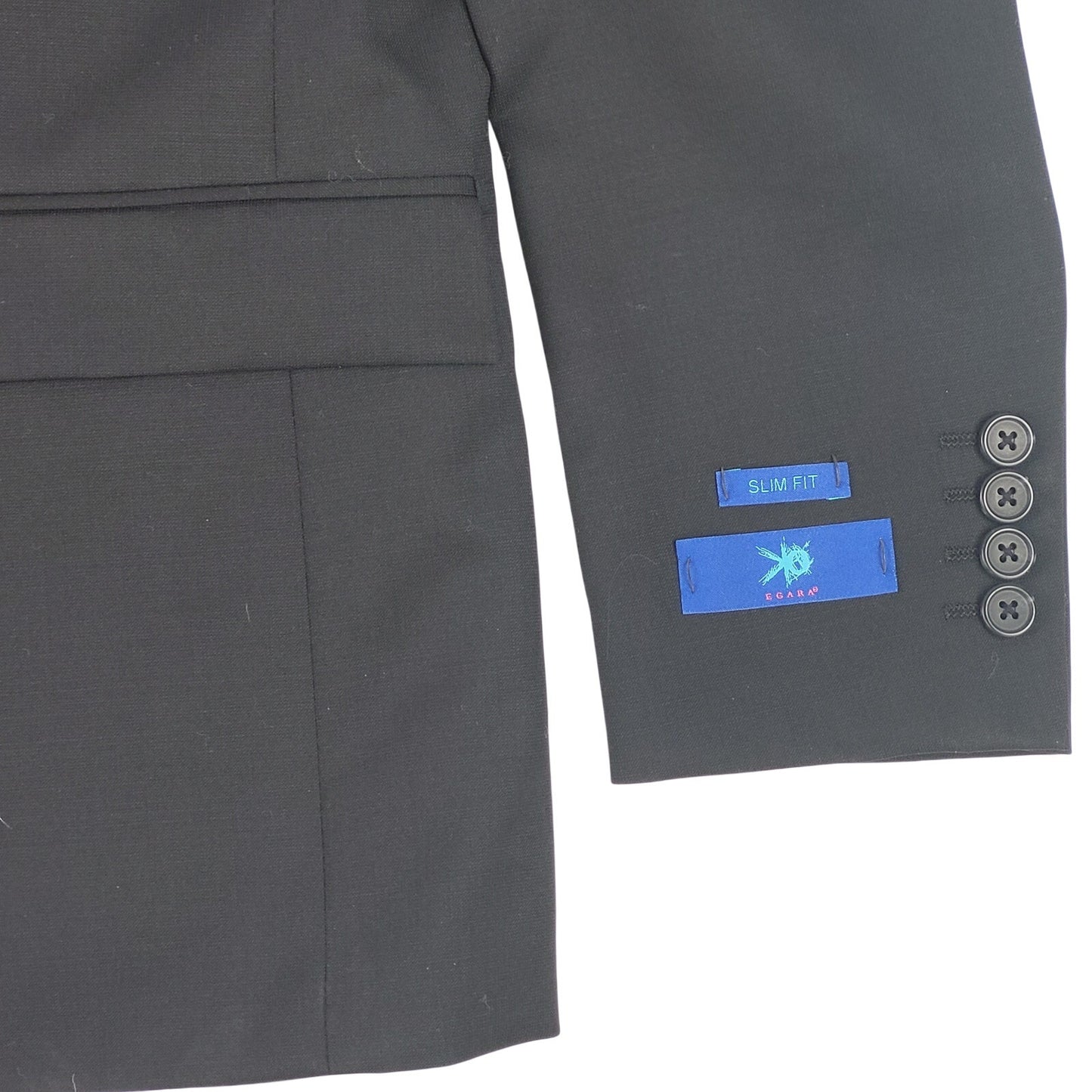 Egara 100% Wool Black Slim Cut Suit Sz 38S Jacket 31 X 28" Pant MSRP: $375 NWT