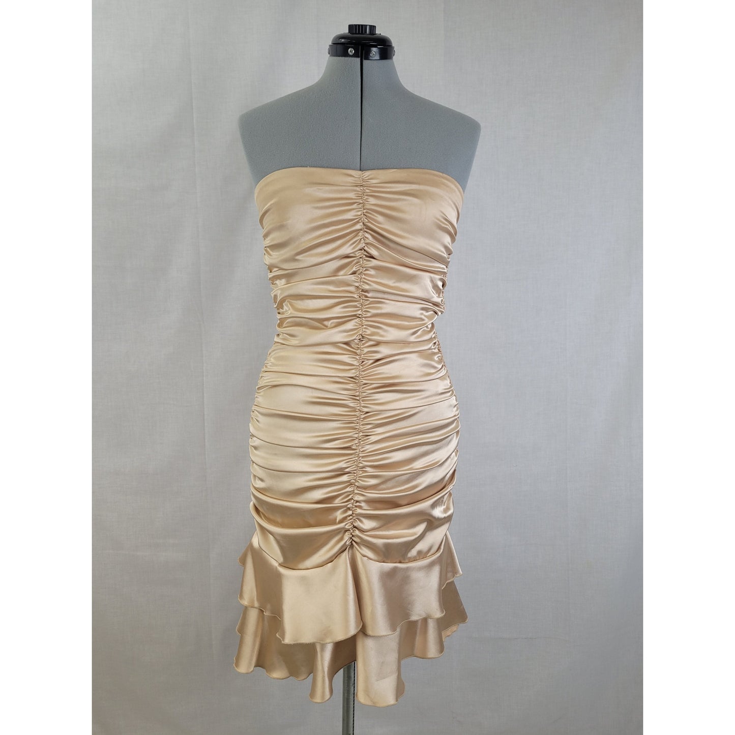 VTG Jessica McClintock Strapless Satin Bodycon Mini Dress USA Y2K Sz S