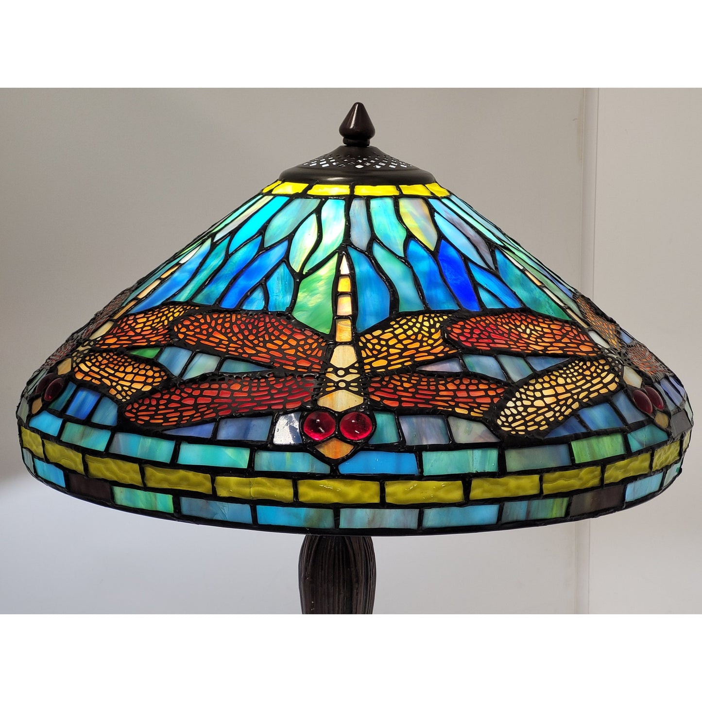 Dale Tiffany Colorful Dragonfly Stained Glass Table Lamp 22" H x 16" W