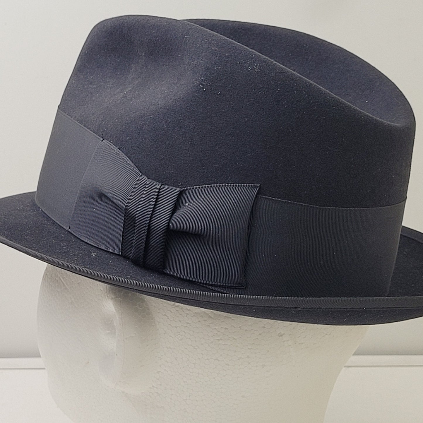 VTG 1950s Stetson "The Eagle" Royal de Luxe Black Fedora Hat Men's Sz 6 7/8