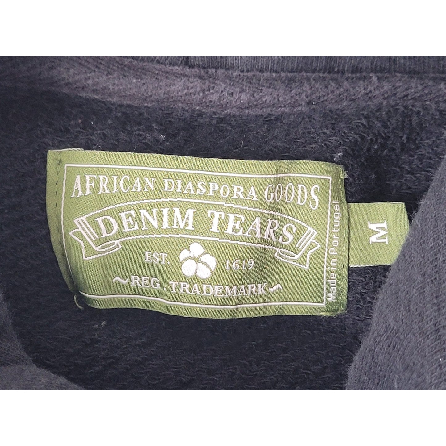 DENIM TEARS African Diaspora Goods Black Cotton Pullover Hoodie Women's Sz M