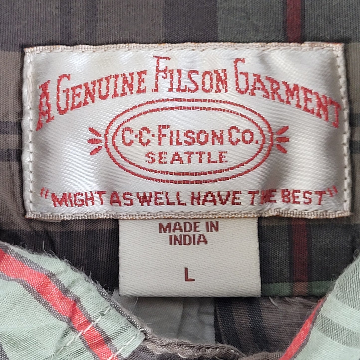 Filson Washed Feather Cloth Shirt | Sage/Olive Plaid | Men's Sz L