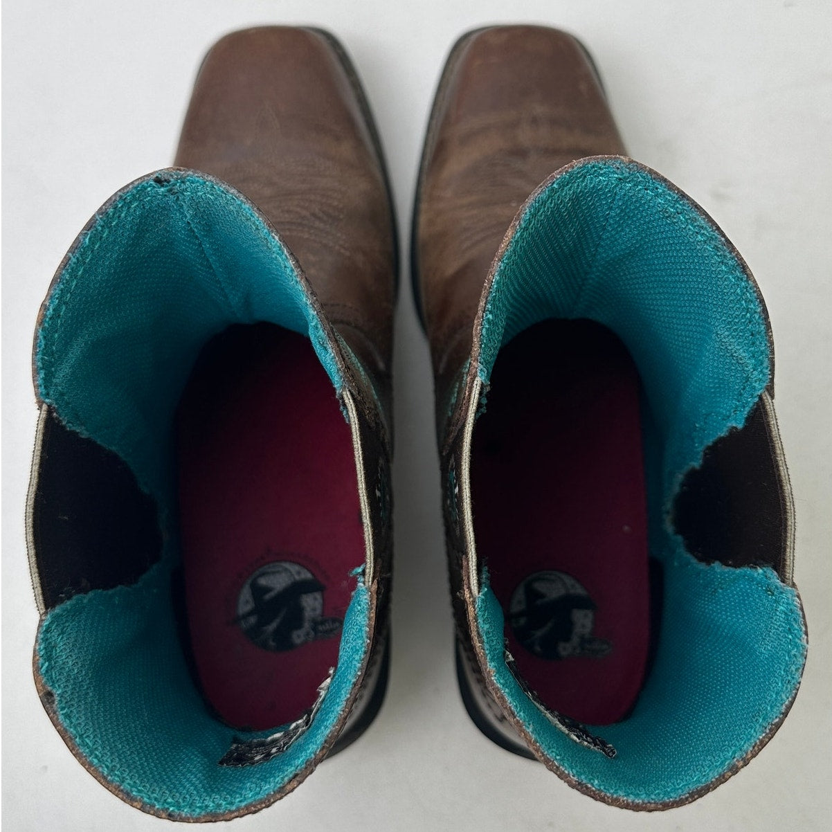 Justin Boots Chellie Gypsy Brown/Turquoise Leather Ankle Boots Women's Sz 7.5