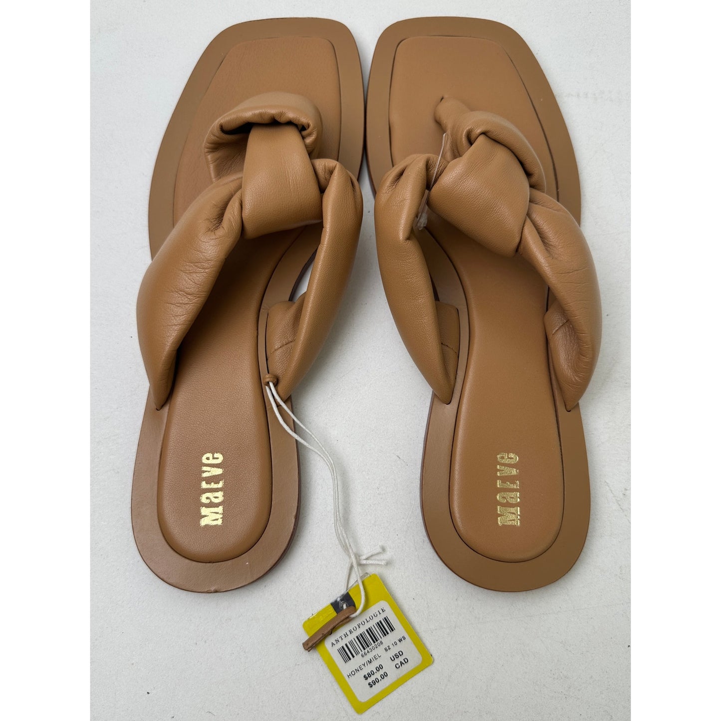 Anthropologie Maeve Puffy Knotted Leather Thong Sandals Women's Sz 10