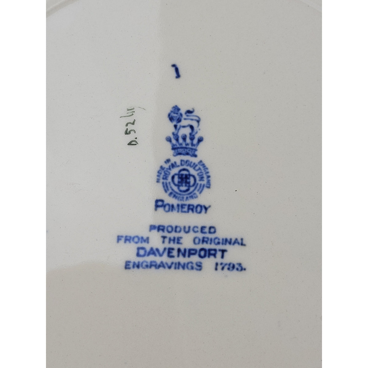 Vintage Royal Doulton Blue & White Pomeroy Pattern D6323 Dinner Plate Set of 5
