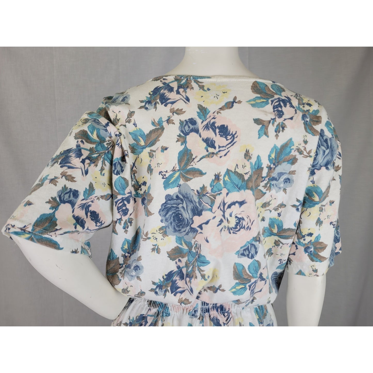 1990s Action Gear Pastel Flower Print Cotton Jersey Romper Women's Sz M/L