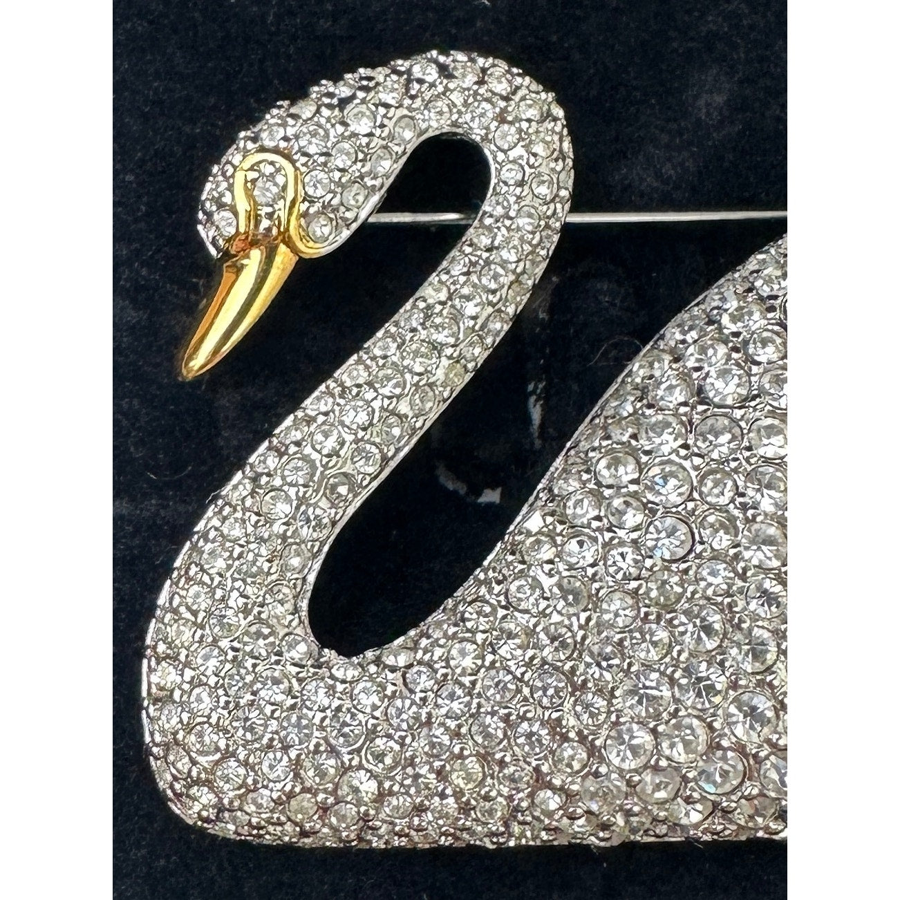 Vintage Swarovski Centenary Pavé Crystal Swan Brooch Pin
