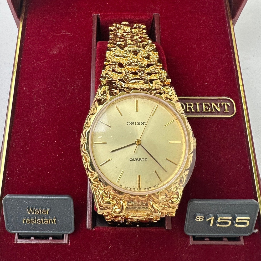 Vintage Orient Gold-Tone Quartz Watch Japan Movement NIB