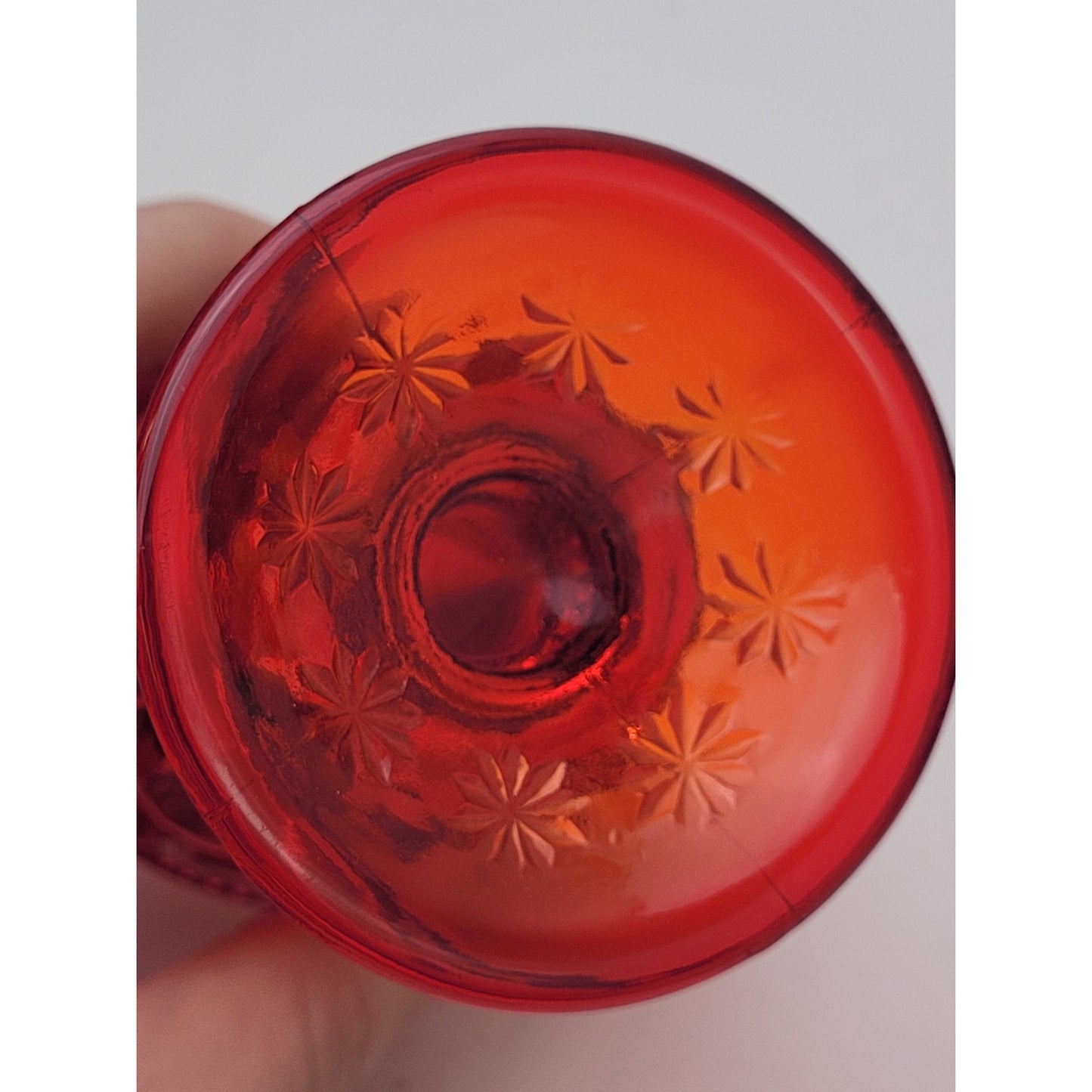 Vintage L.E. Smith Moon & Stars Ruby Red Wine Glasses - Set of 8 + bonus