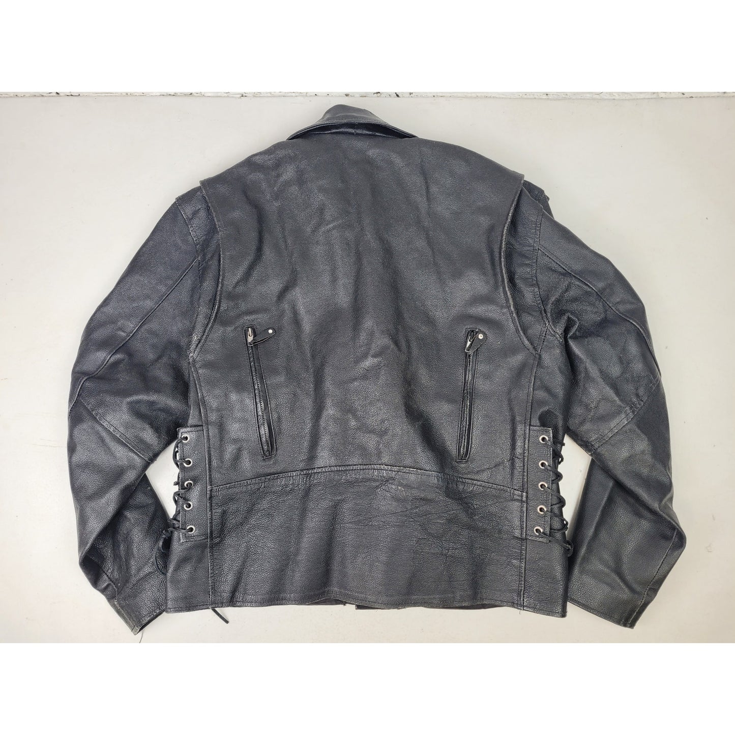 Quality Classic Belted Leather Motorcycle Jacket Biker Punk Style Men's Sz L