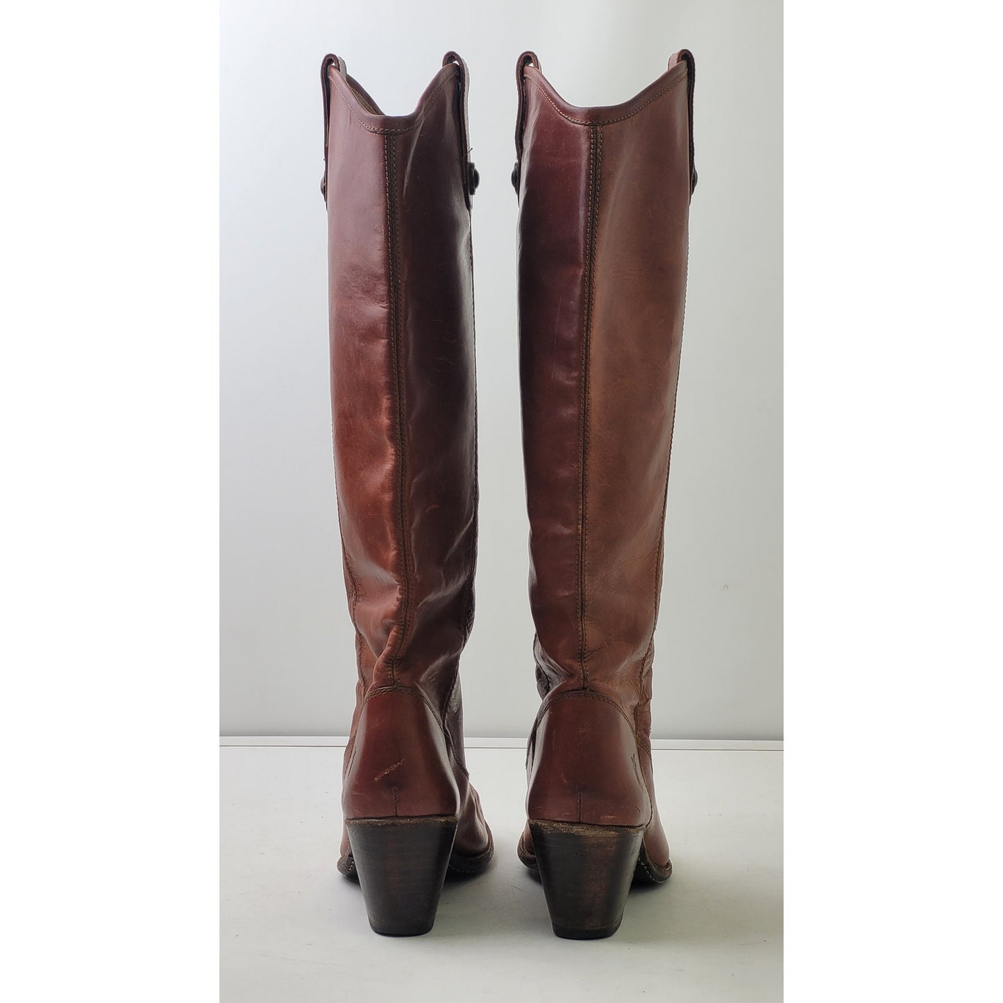 FRYE Melissa Button Tall Riding Boot Cognac Brown Leather Knee-High Sz 8