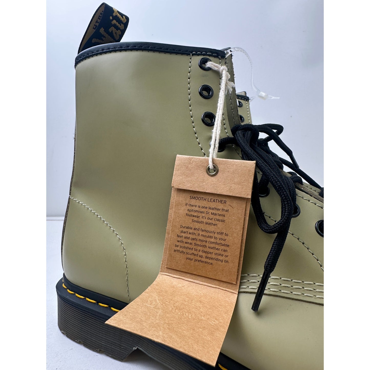 Dr. Martens 1460 Pale Olive Smooth Leather 8-Eye Boots Sz Men's 11 / Women's 12