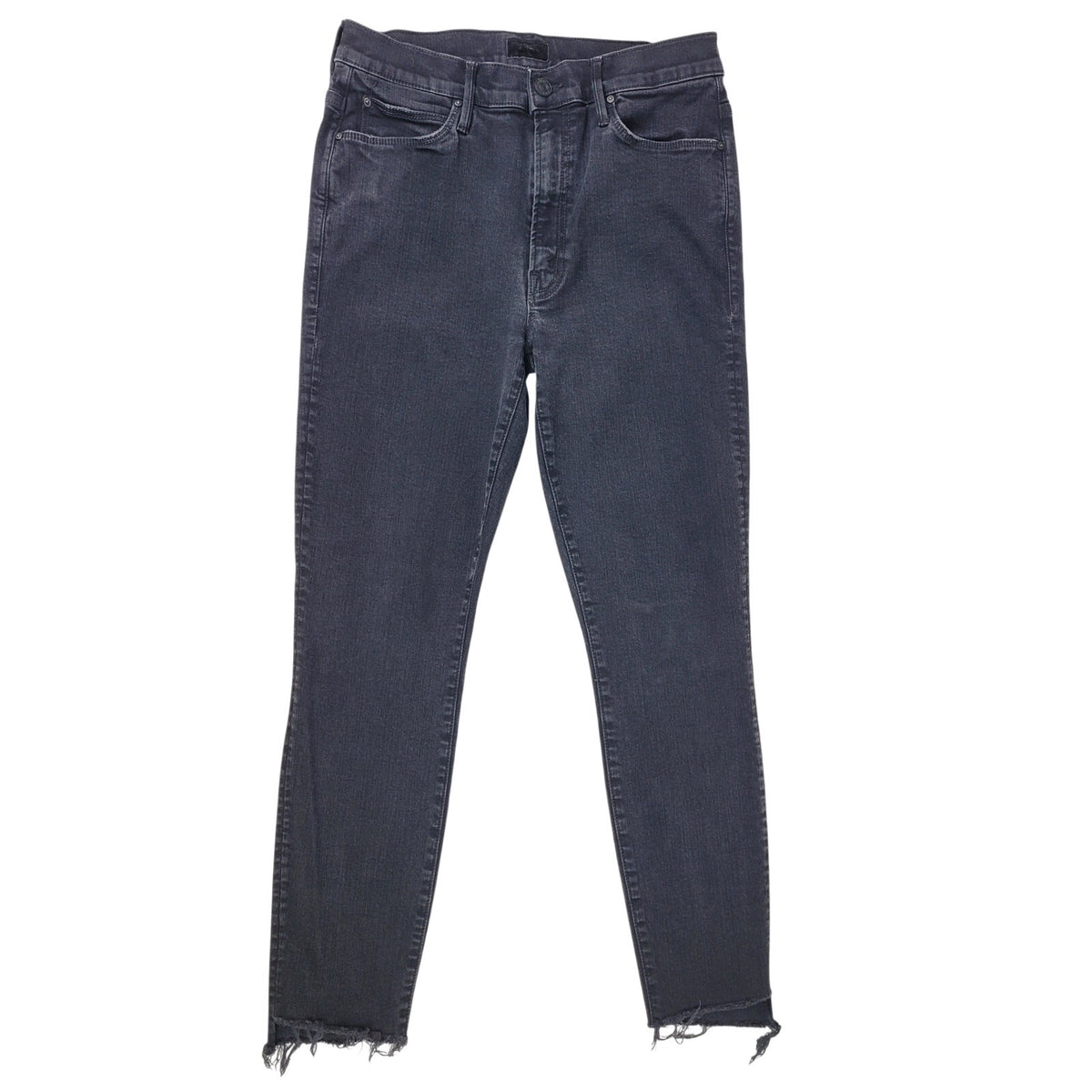 MOTHER The Stunner Zip Ankle Step Fray Grey Black Skinny Jeans Women's Sz 29