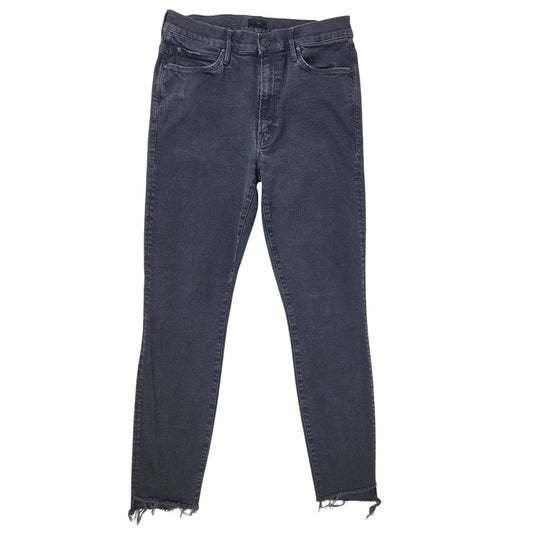 MOTHER The Stunner Zip Ankle Step Fray Grey Black Skinny Jeans Women's Sz 29