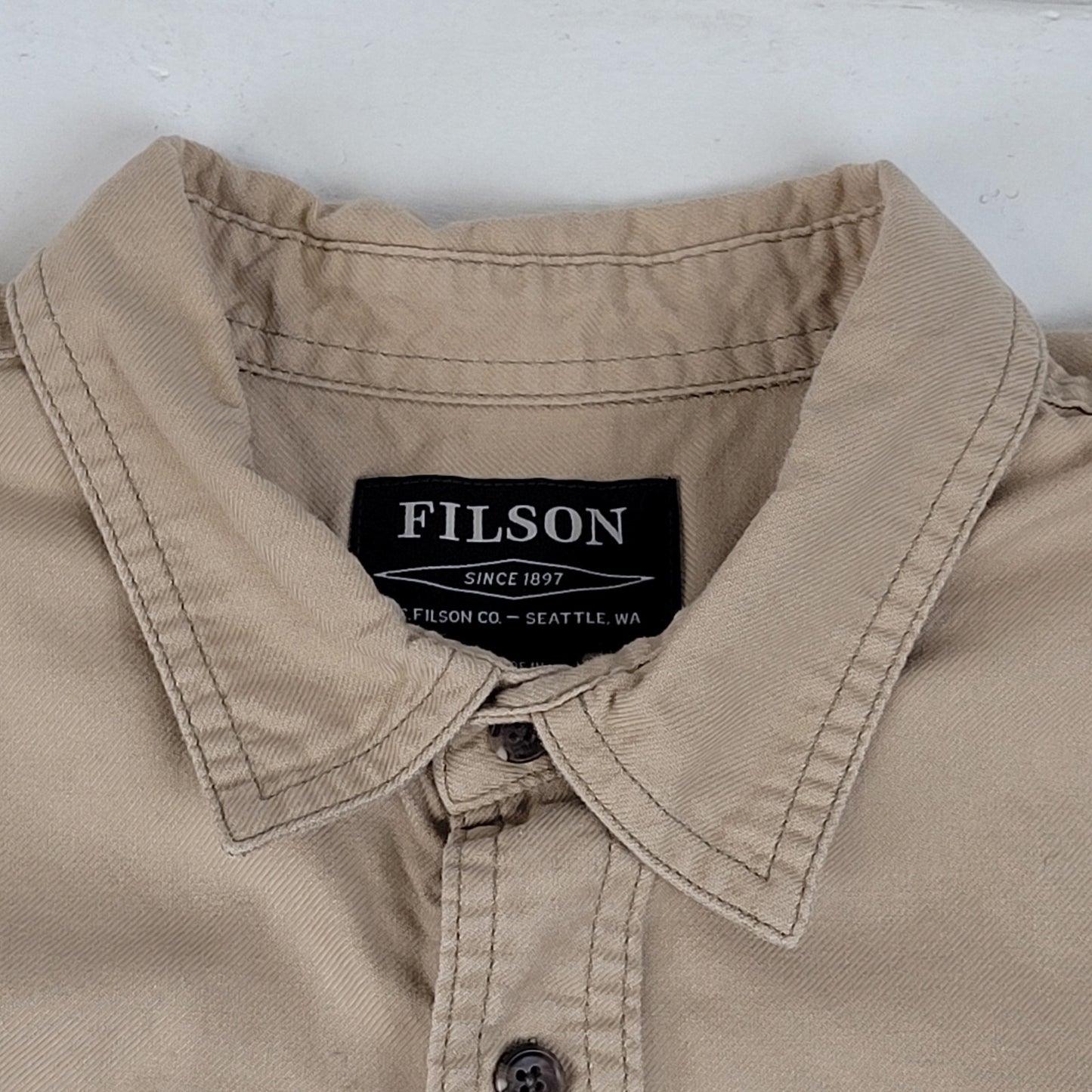 Filson Khaki Twill Guide Shirt | Safari Khaki | Men's Sz L