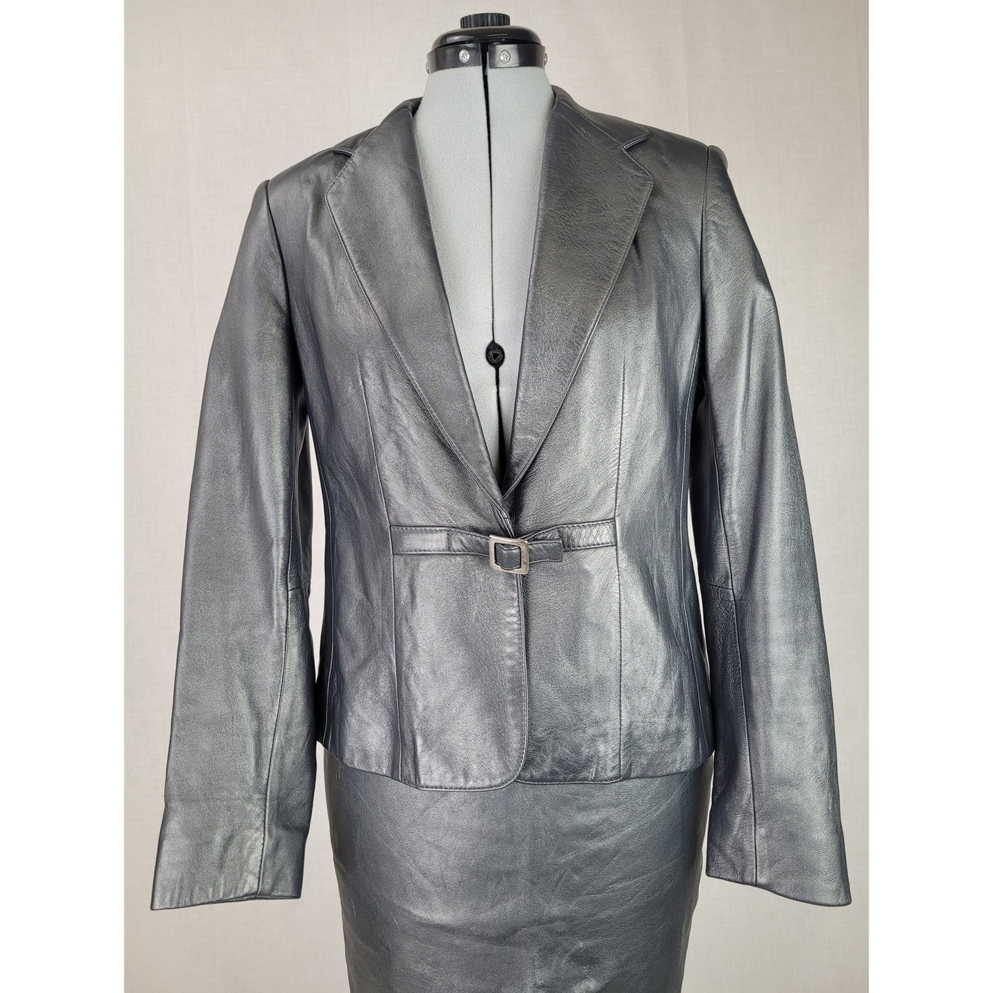 Vintage Leather Pencil Skirt Suit Sz S