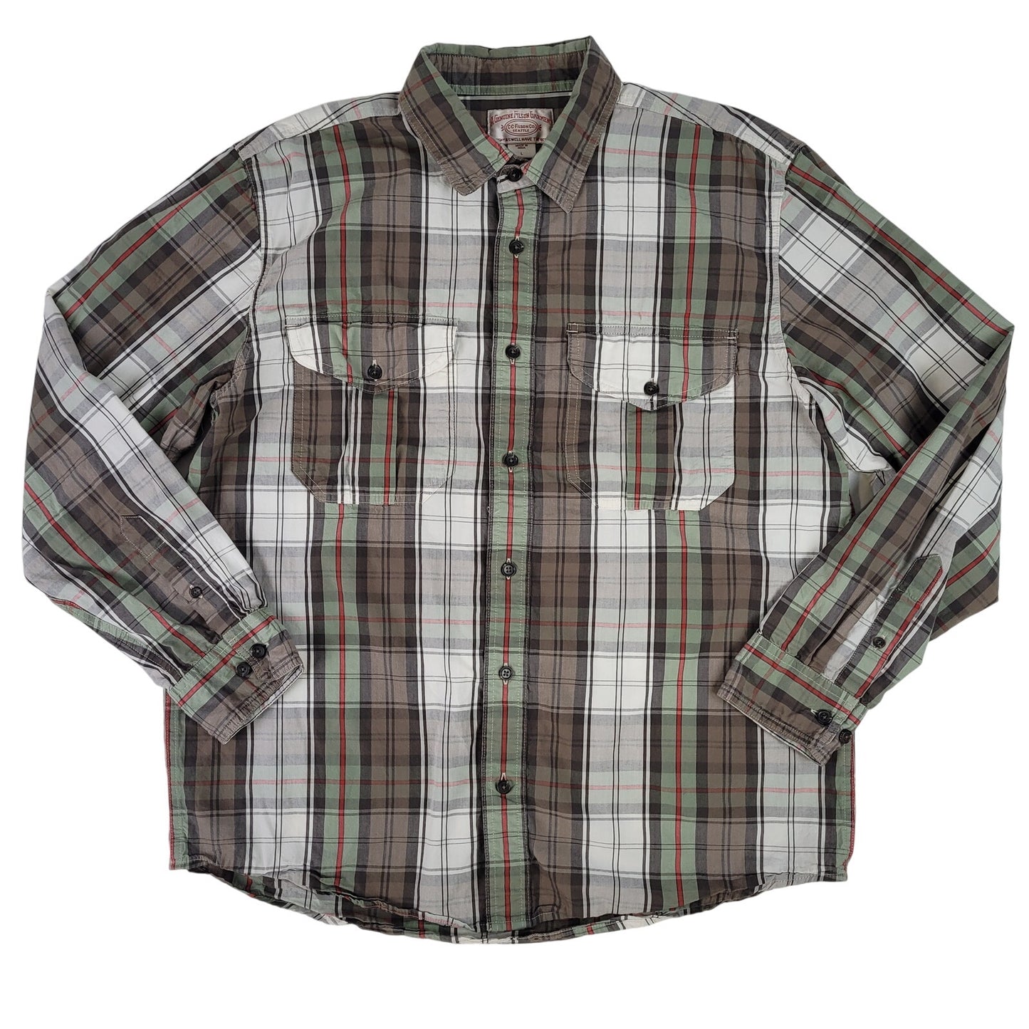 Filson Washed Feather Cloth Shirt | Sage/Olive Plaid | Men's Sz L