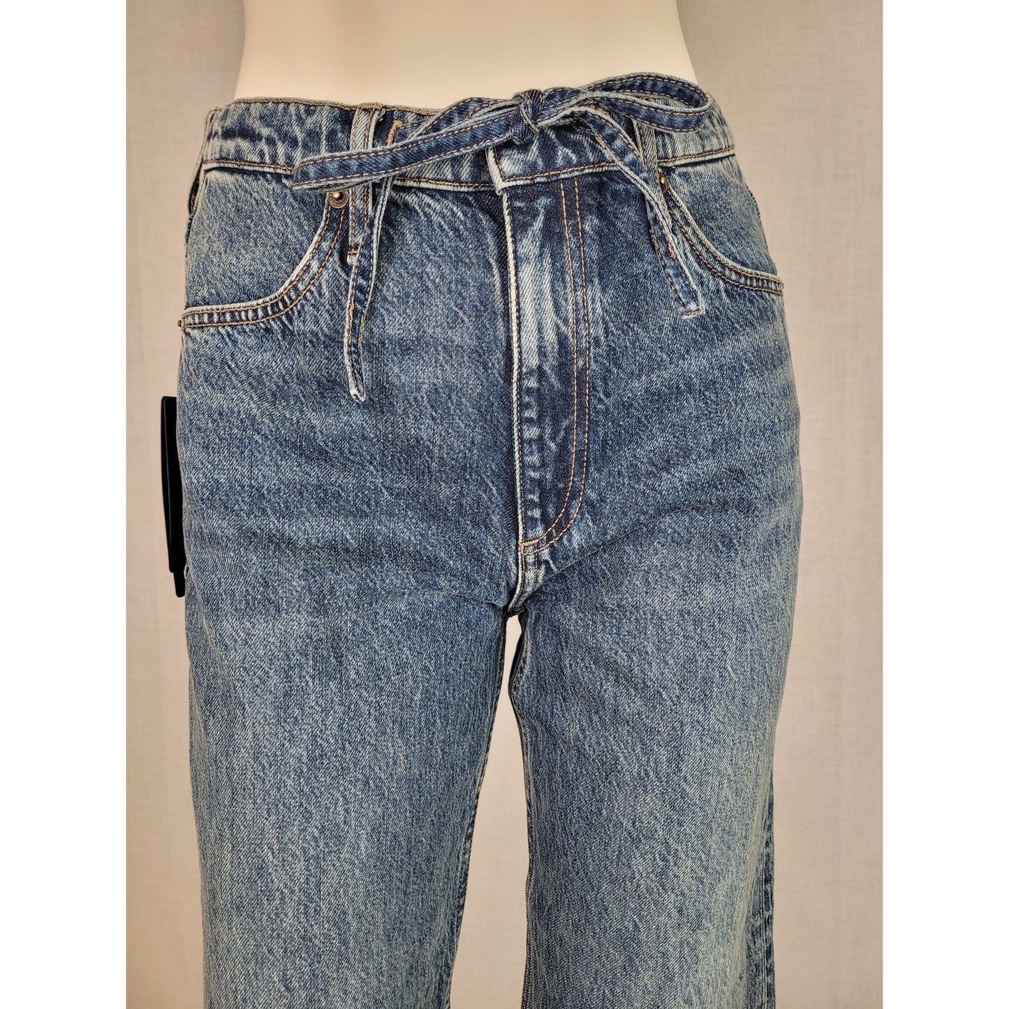 Rag & Bone Pheobe Drawstring Wide Leg Jeans Medium Wash Women's Sz XS