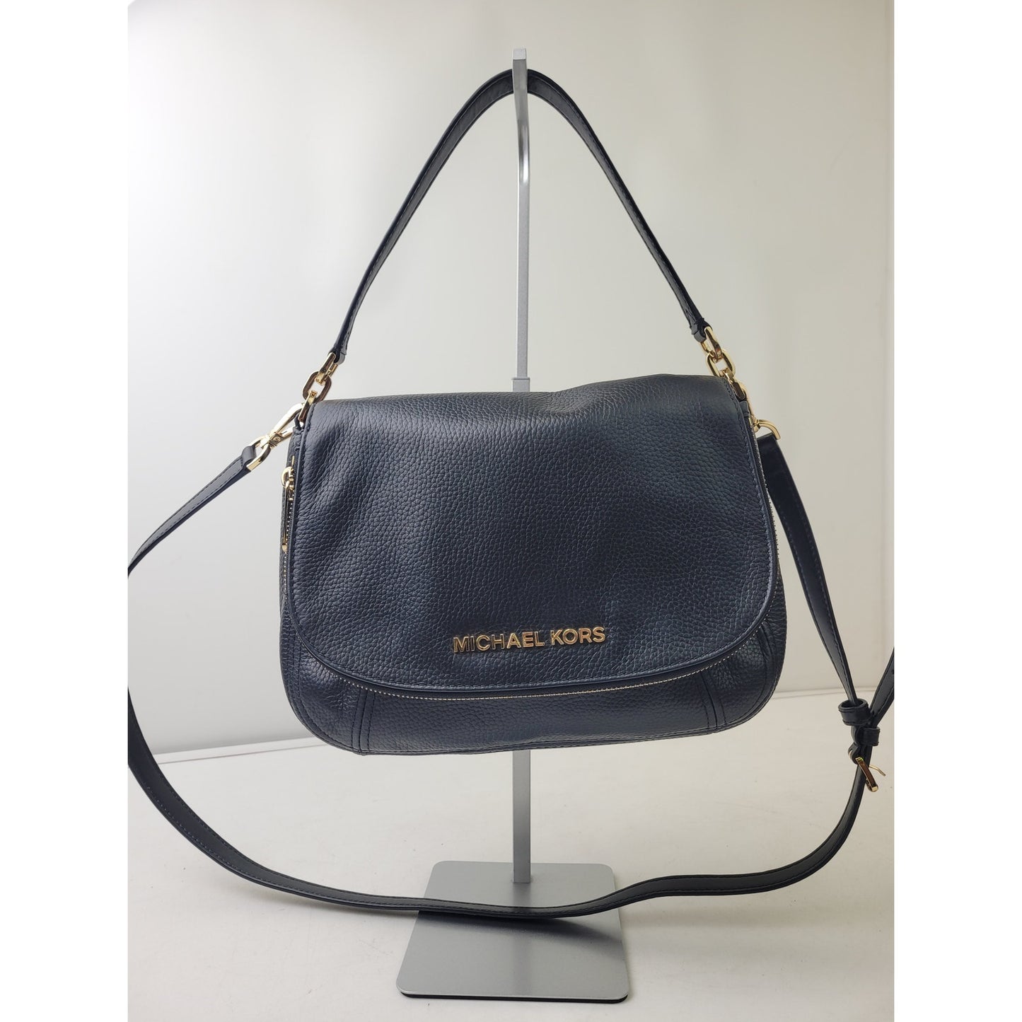 Michael Kors Bedford Medium Convertible Flap Shoulder Bag Pebbled Leather