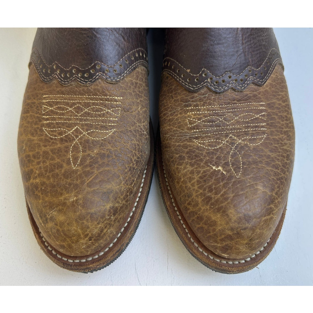 Boulet 2044 Bullhide Cognac Leather Western Cowboy Boots Men's Sz 11.5