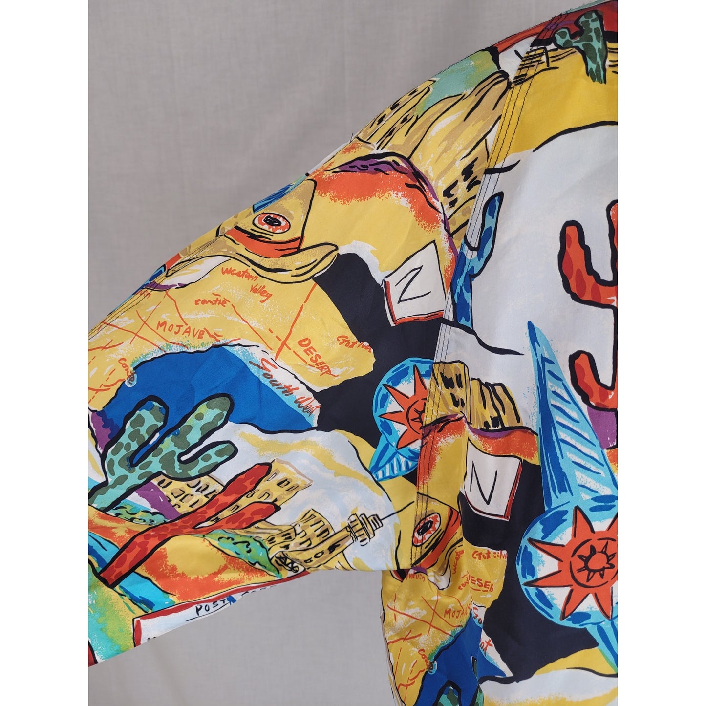 VTG 90s Silk Bomber Jacket Southwest Print Women's Sz M