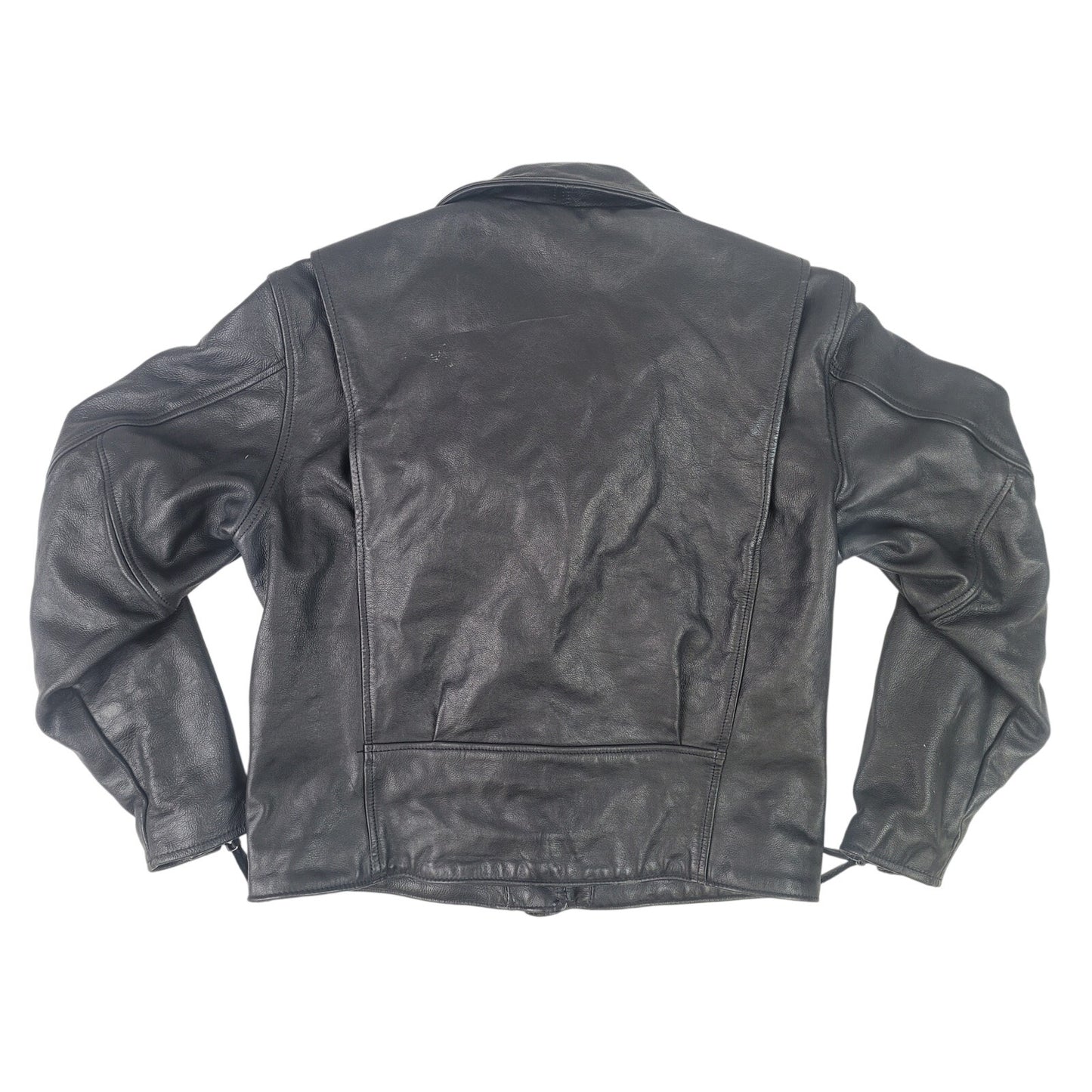 Vintage 90s Harley Davidson Black Leather Motorcycle Jacket with Pins Sz M