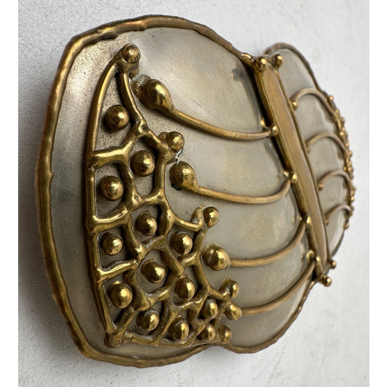 Vintage 70s Mixed-Metal Abstract Belt Buckle