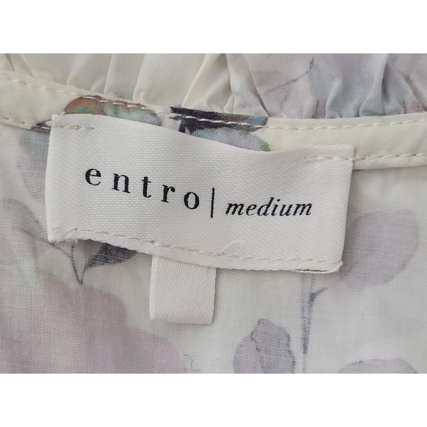 Anthropologie Entro Double Shoulder Ruffle Pastel Floral Print Shirt Sz M