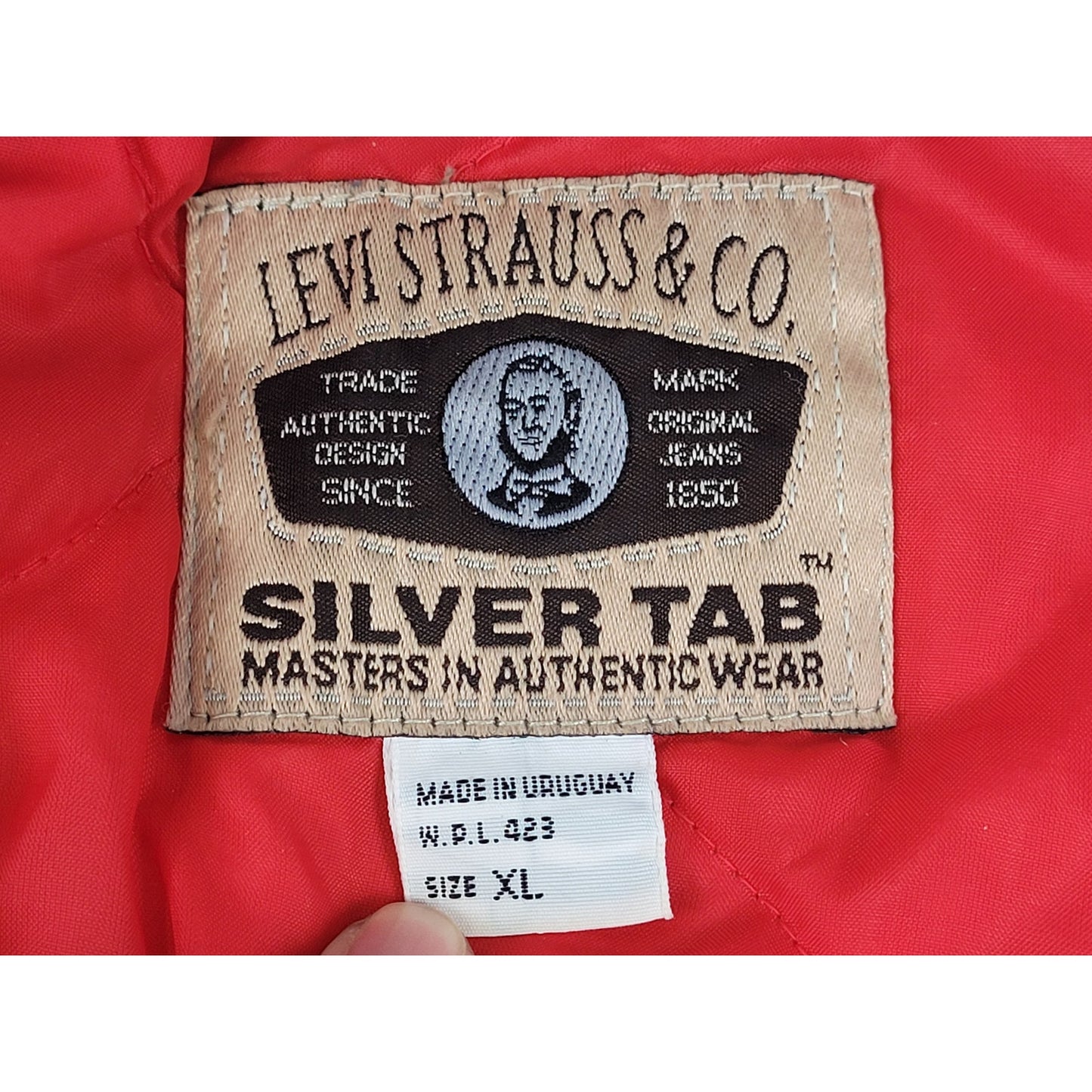 1990s Vintage Levi's Silver Tab Denim Bomber Jacket Men's Sz XL