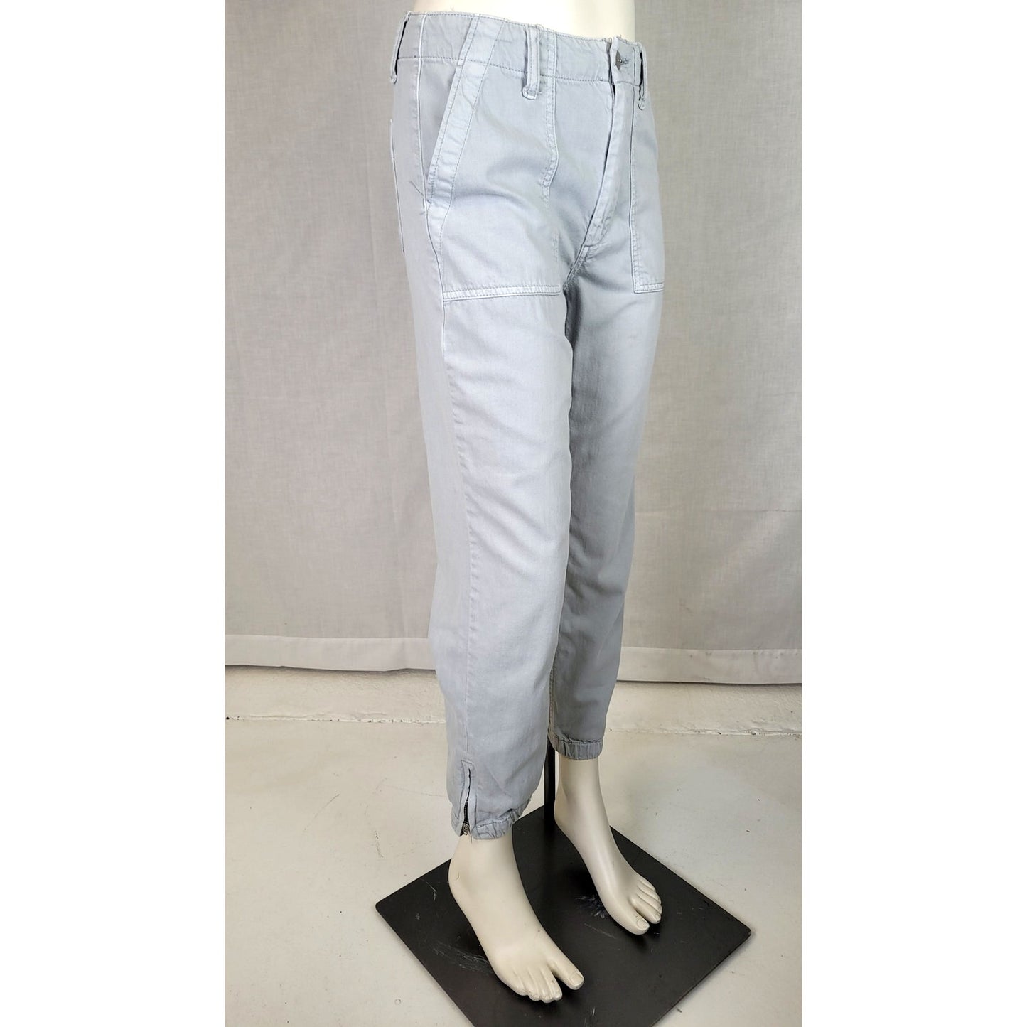 Joe's Jeans High-Rise Light Blue Joggers w Cargo Pockets & Ankle Zippers Sz 26