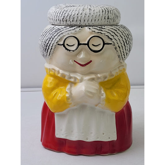 Vintage 1950s McCoy Granny Cookie Jar Yellow & Red