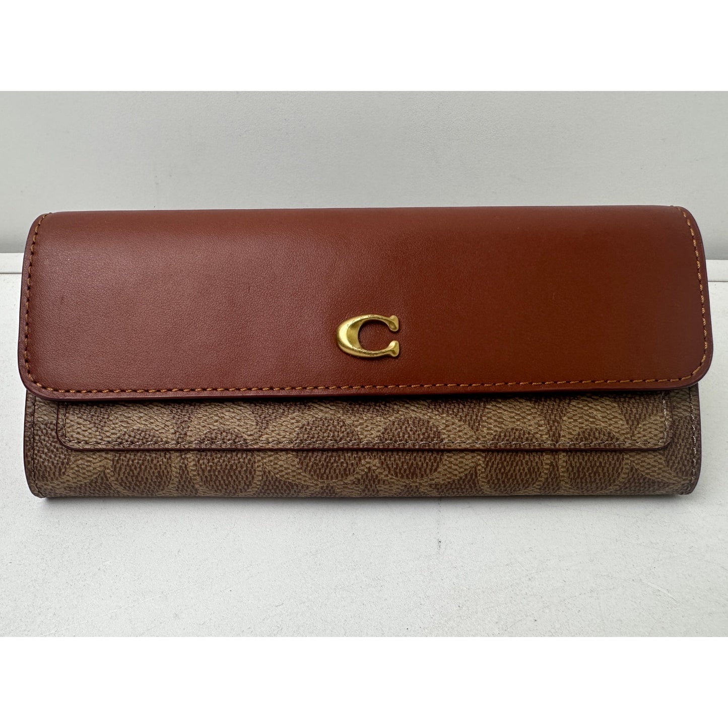 Coach Mila Long Flap Wallet in Signature Canvas & Leather | Tan Caramel