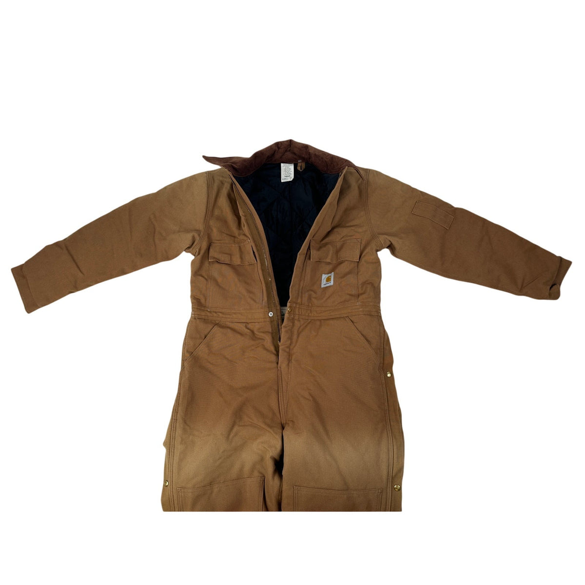 Carhartt X02 BRN Quilt-Lined Duck Canvas Coveralls Men's Sz 44 Short