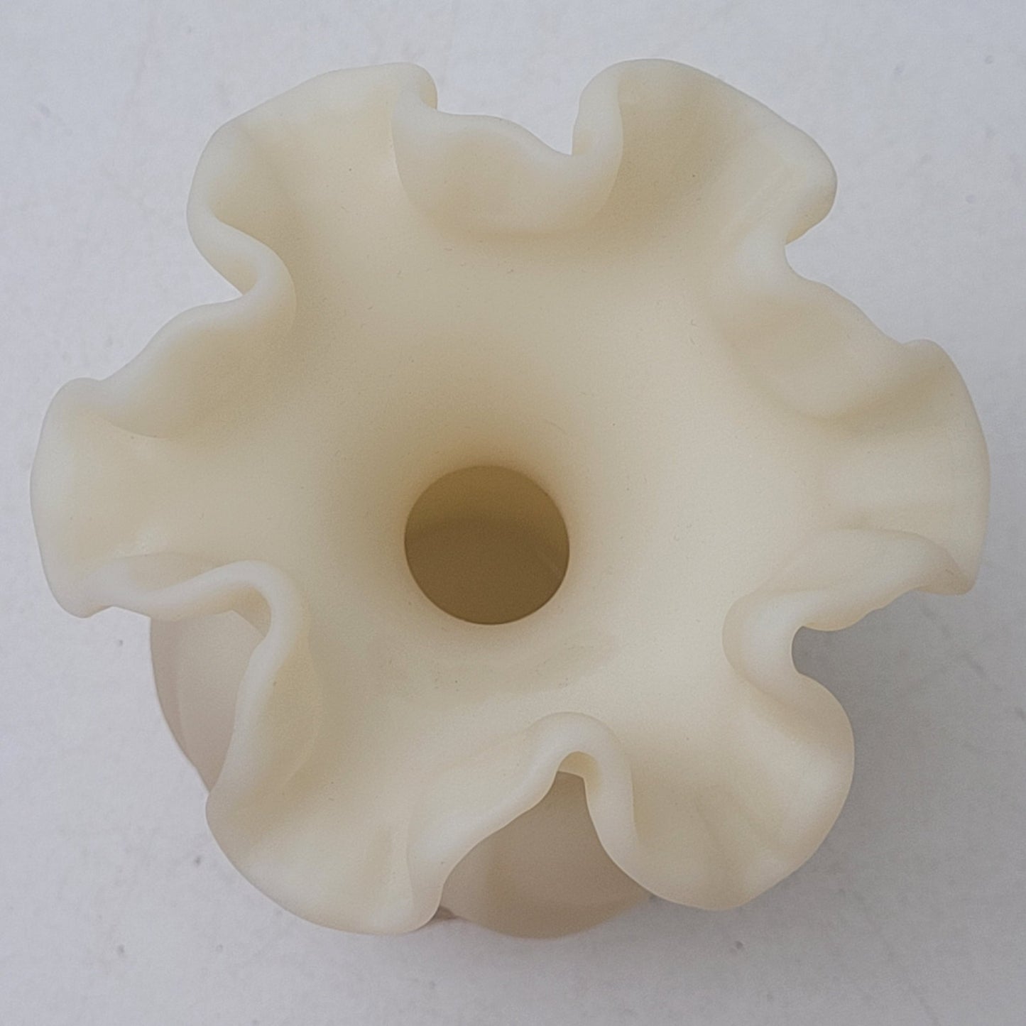 Fenton Art Glass Vase Custard Satin Hand-Painted Floral Design Signed 4.5" H