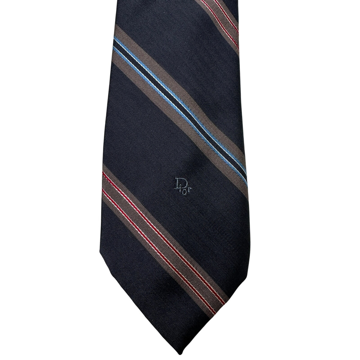 Vintage Christian Dior Embroidered Logo Striped Men's Necktie