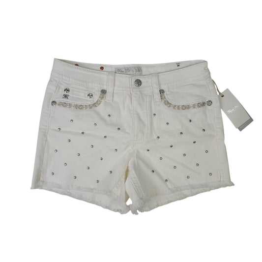 Miss Me Elara Studded Shorts White Denim Mid-Rise Women's Sz 30 NWT