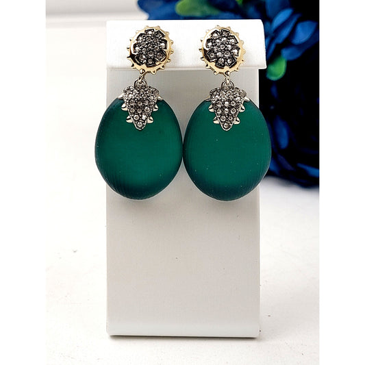 Alexis Bittar Lucite and Crystal Dangle Earrings 1 7/8" Drop Retail $235