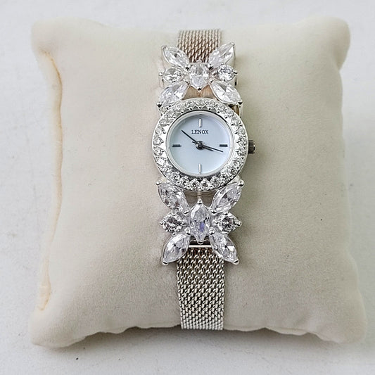 Lenox Sterling Silver Crystal Butterfly Quartz Women's Watch