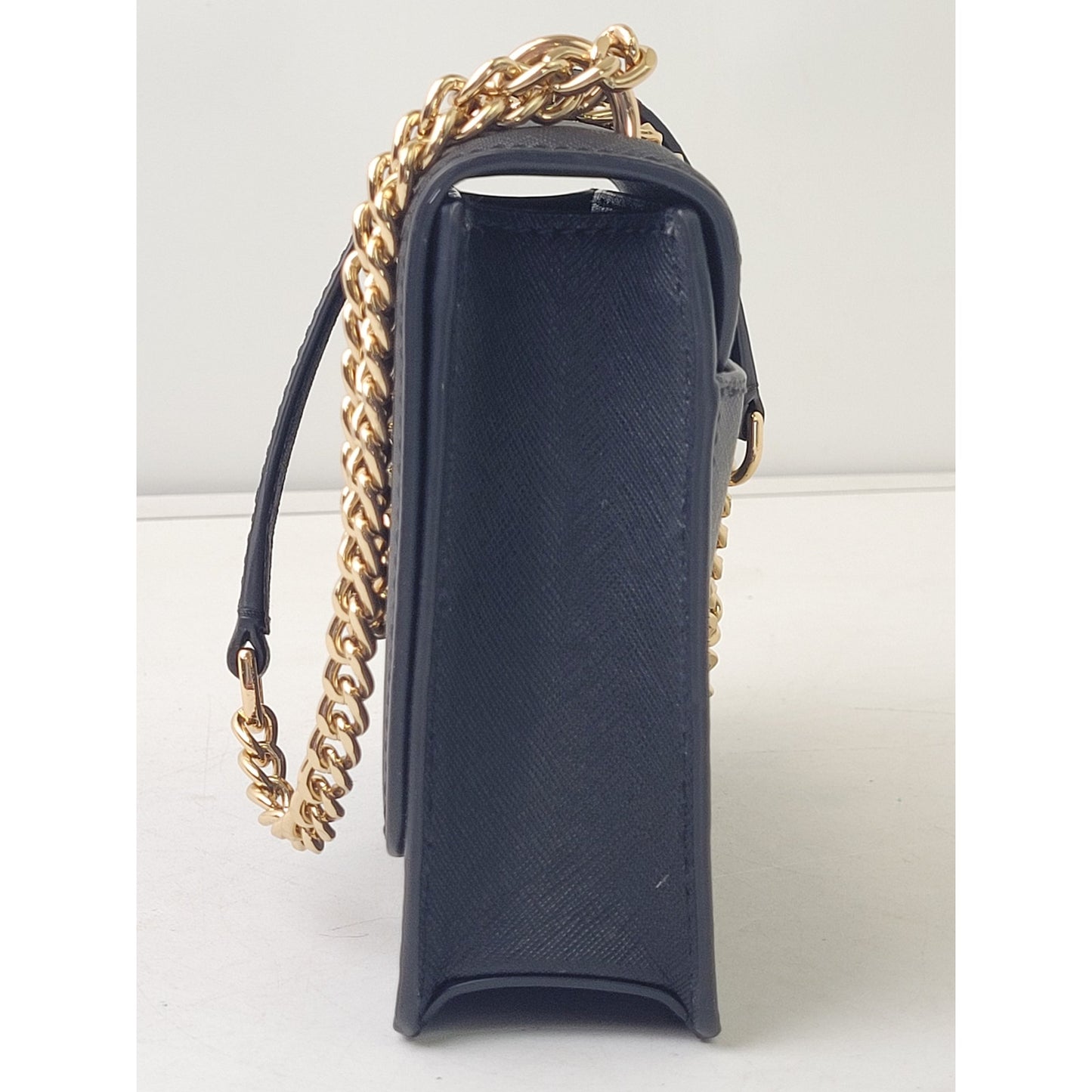 Tory Burch Emerson Flap Black Shoulder Crossbody Bag Gold Tone Hardware